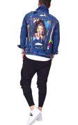 Geaca blugi cu elemente pictate manual si elemente distressed MGL6131