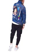Geaca blugi cu elemente pictate manual si elemente distressed MGL6131