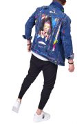 Geaca blugi cu elemente pictate manual si elemente distressed MGL6131