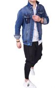 Geaca blugi cu elemente pictate manual si elemente distressed MGL6131
