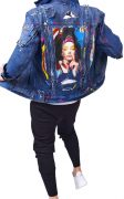 Geaca blugi cu elemente pictate manual si elemente distressed MGL6131