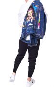 Geaca blugi cu elemente pictate manual si elemente distressed MGL6131