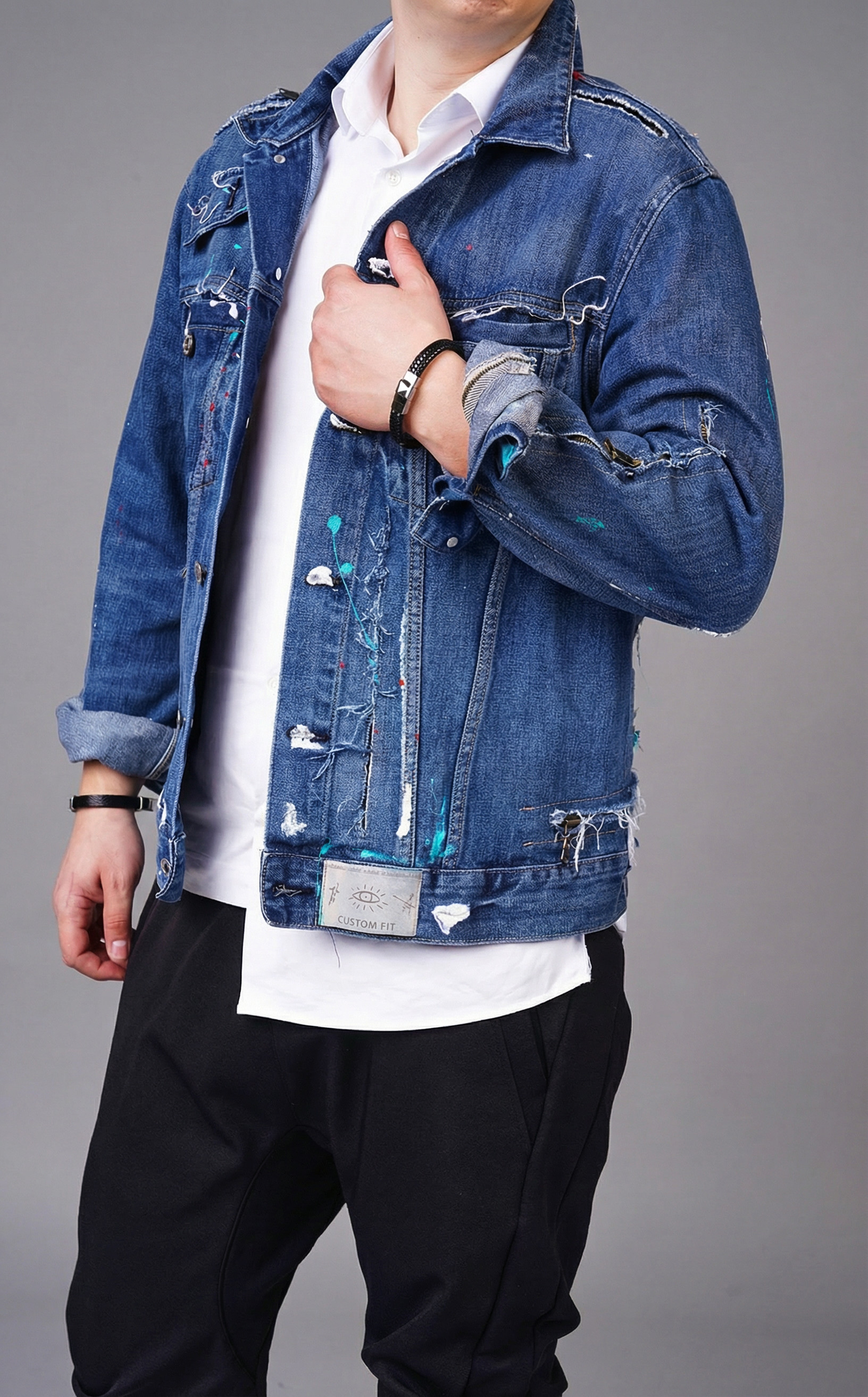 Geaca de blugi cu elemente pictate manual FESTIVAL-EVENTS MGL6132 Geaca de blugi cu elemente pictate manual MGL6132