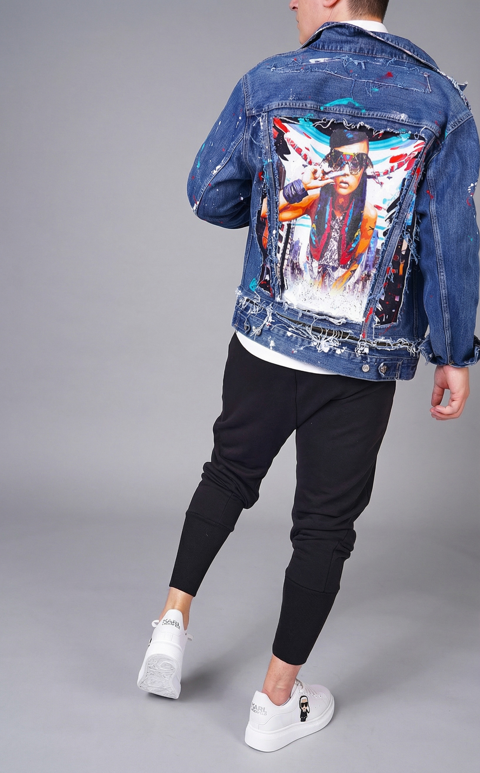 Geaca de blugi cu elemente pictate manual FESTIVAL-EVENTS MGL6132 Geaca de blugi cu elemente pictate manual MGL6132