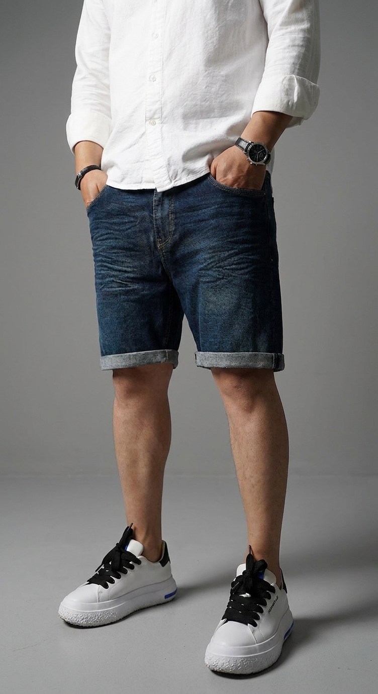 Blugi scurti BLUE BUSINESS - croială la comandă CustomFit