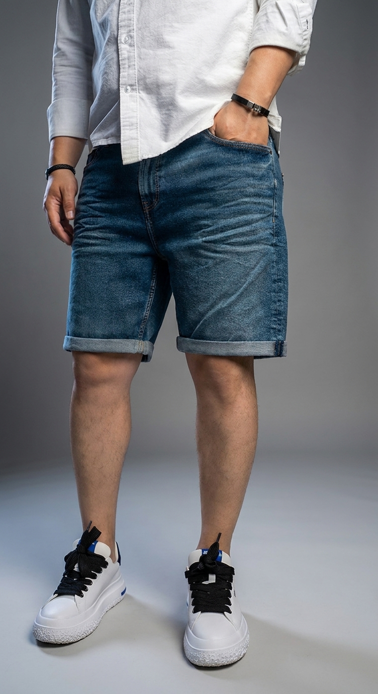 Blugi scurti perfect blue - croială la comandă CustomFit