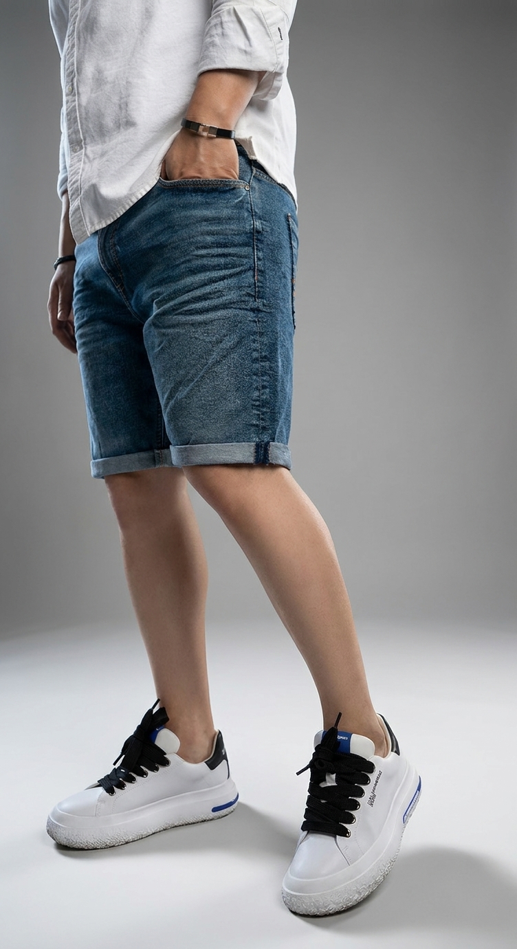 Blugi scurti perfect blue - croială la comandă CustomFit, imaginea 5