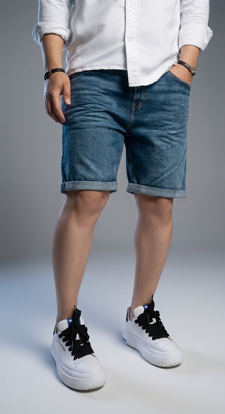 Blugi scurti perfect blue - croială la comandă CustomFit, imaginea 3