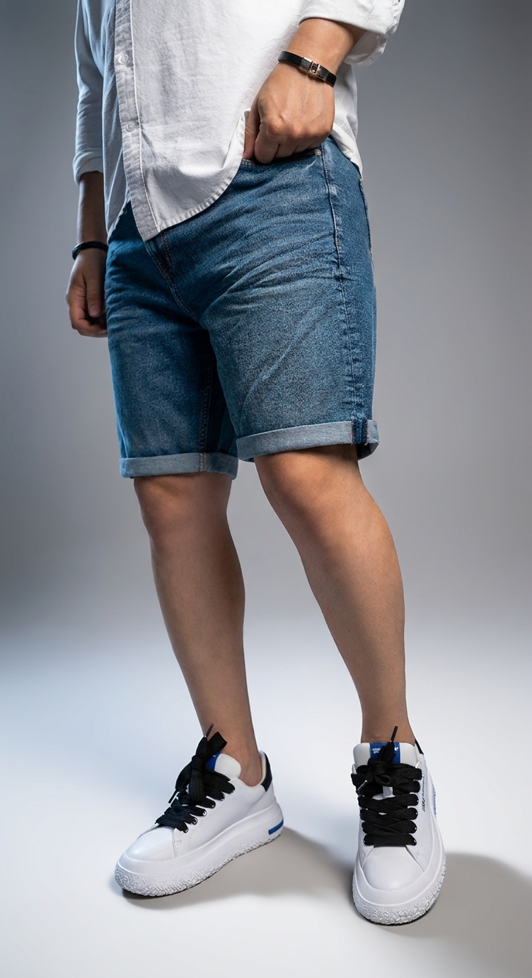 Blugi scurti perfect blue - croială la comandă CustomFit, imaginea 2