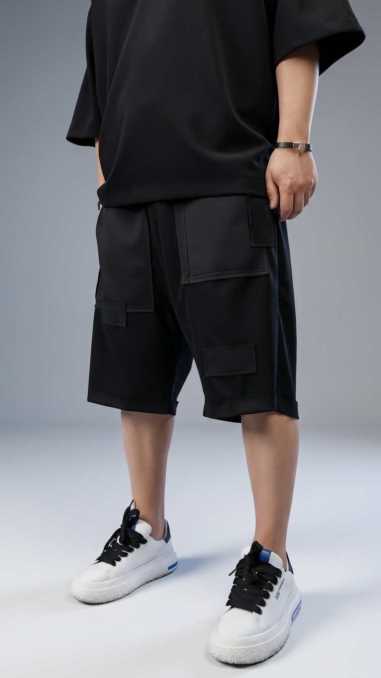 Pantaloni scurti Black Relaxed - croială la comandă CustomFit, imaginea 8