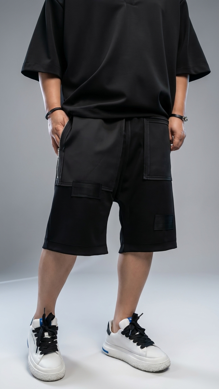Pantaloni scurti Black Relaxed - croială la comandă CustomFit