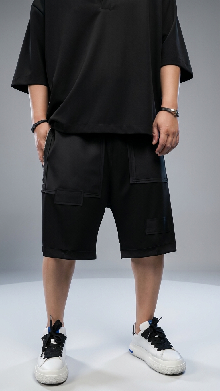 Pantaloni scurti Black Relaxed - croială la comandă CustomFit, imaginea 3