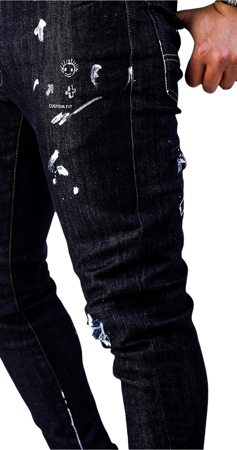 Blugi in editie limitata, pictati manual jeans MJL5615 Blugi in editie limitata, pictati manual MJL5615