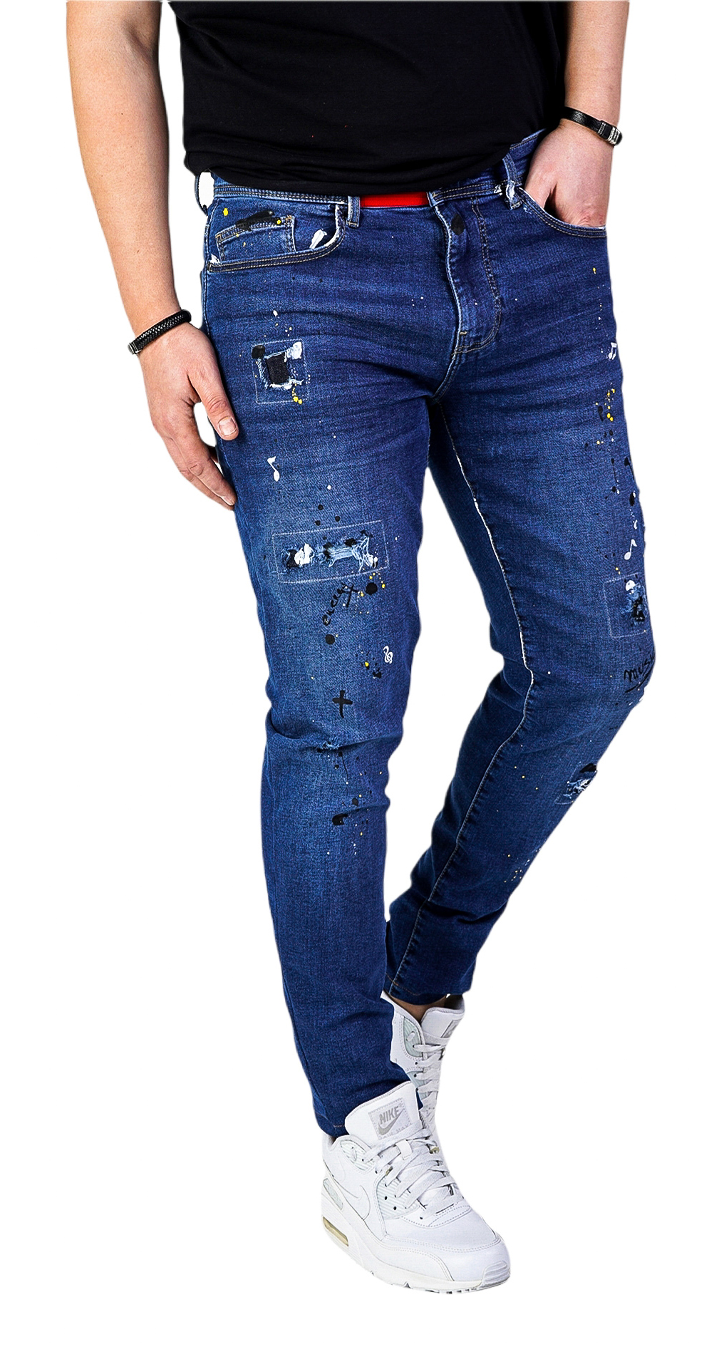 Blugi handmade, elemente muzicale jeans MJL5616 Blugi handmade, elemente muzicale MJL5616
