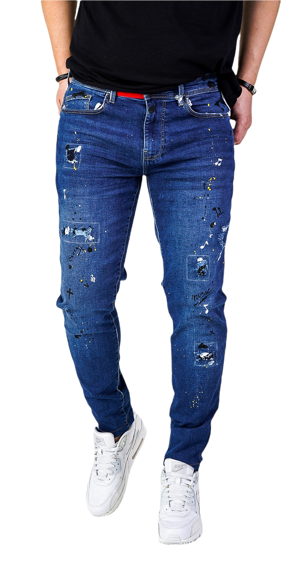 Blugi handmade, elemente muzicale jeans MJL5616 Blugi handmade, elemente muzicale MJL5616