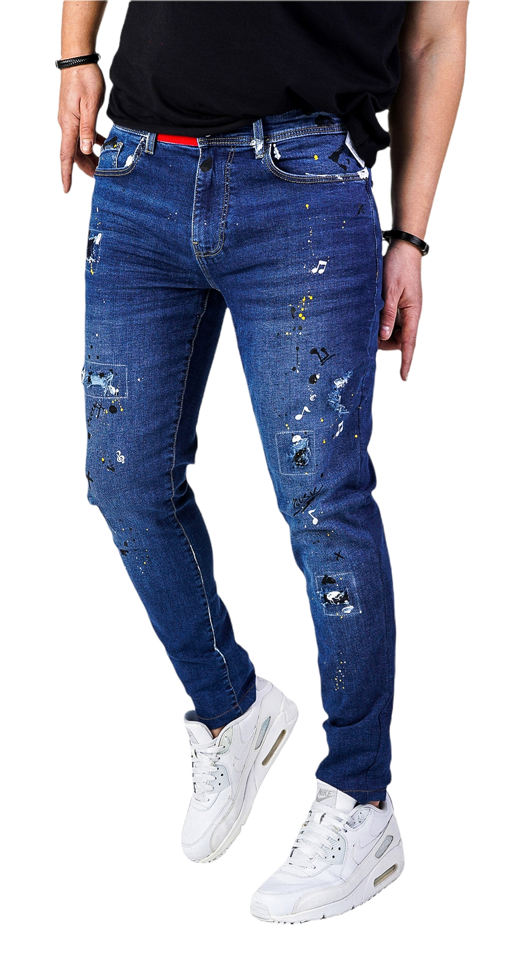 Blugi handmade, elemente muzicale jeans MJL5616 Blugi handmade, elemente muzicale MJL5616