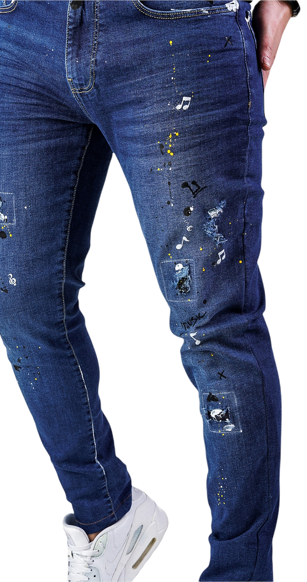 Blugi handmade, elemente muzicale jeans MJL5616 Blugi handmade, elemente muzicale MJL5616