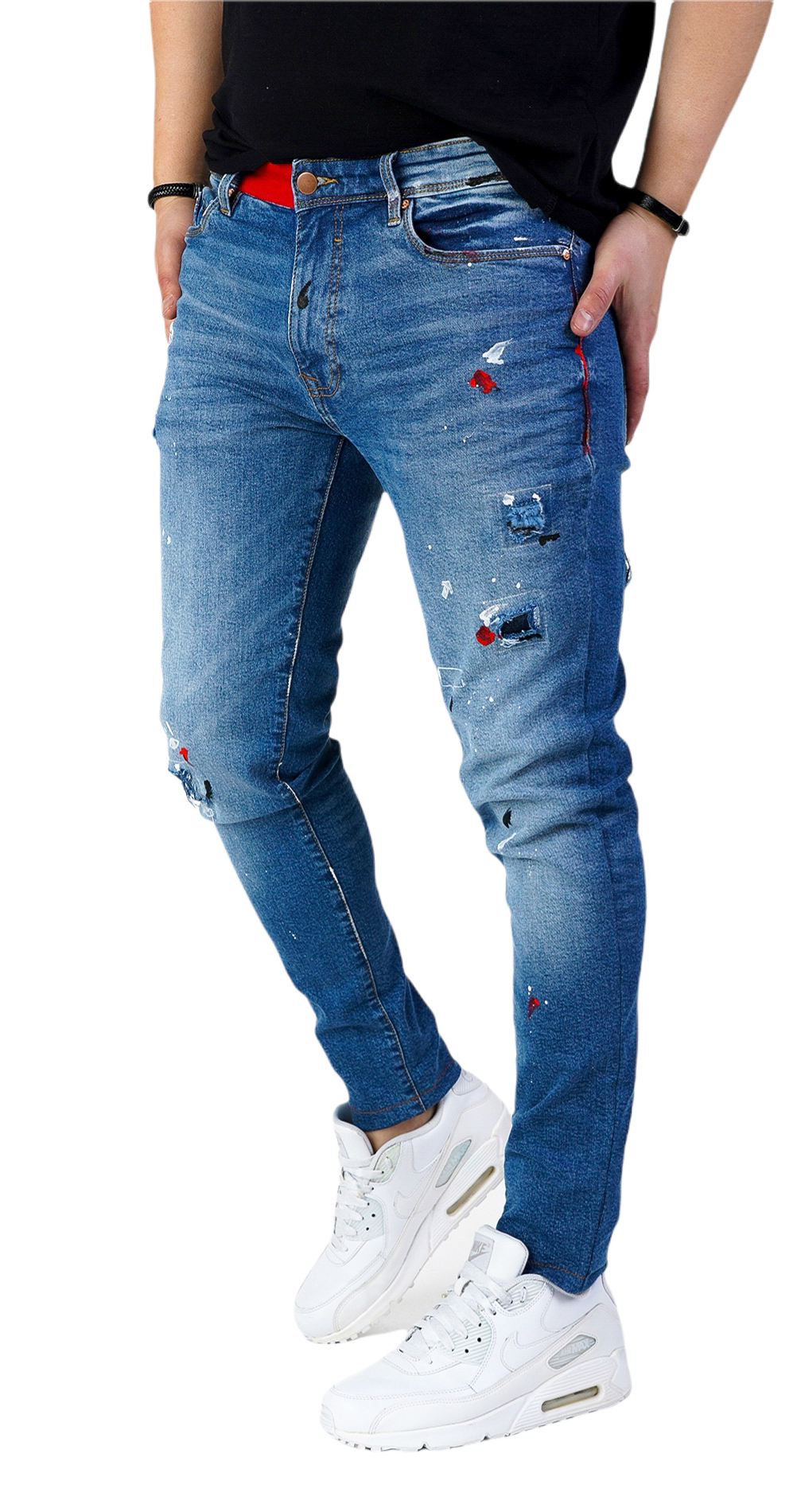 Blugi in editie limitata, pictati manual anterioare MJL5621 Blugi in editie limitata, pictati manual MJL5621