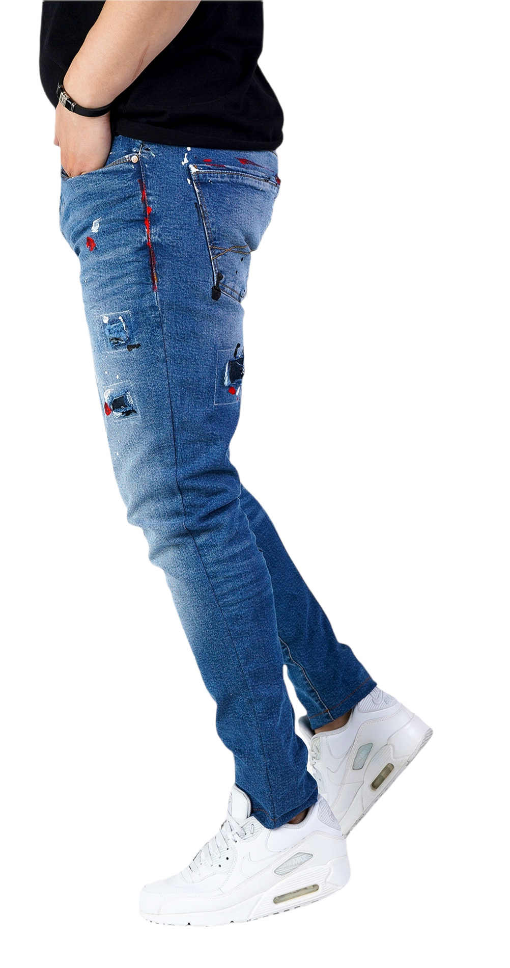 Blugi in editie limitata, pictati manual anterioare MJL5621 Blugi in editie limitata, pictati manual MJL5621