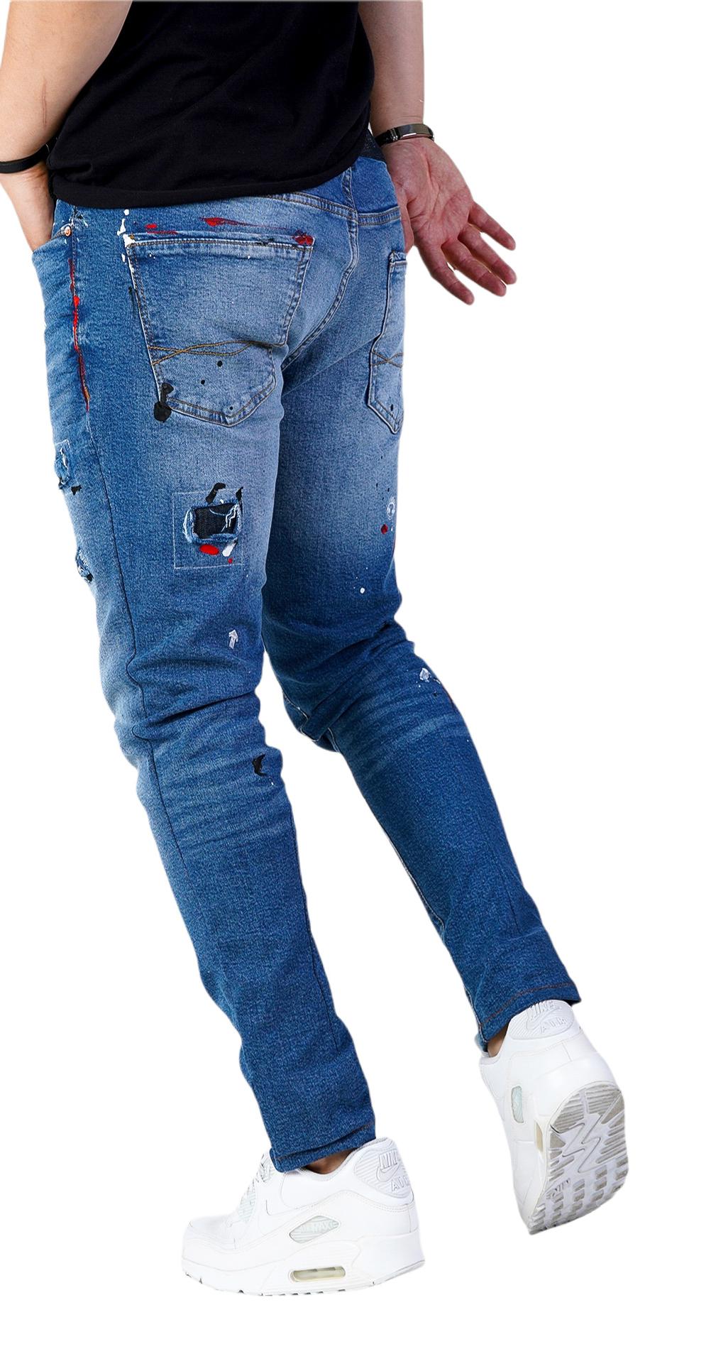 Blugi in editie limitata, pictati manual anterioare MJL5621 Blugi in editie limitata, pictati manual MJL5621