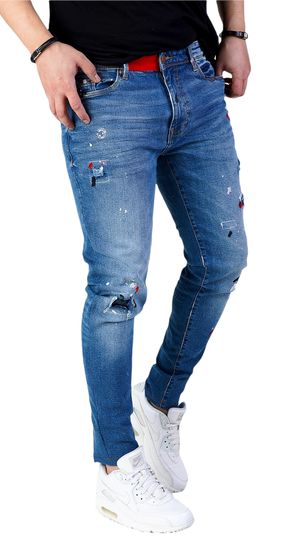 Blugi in editie limitata, pictati manual anterioare MJL5621 Blugi in editie limitata, pictati manual MJL5621