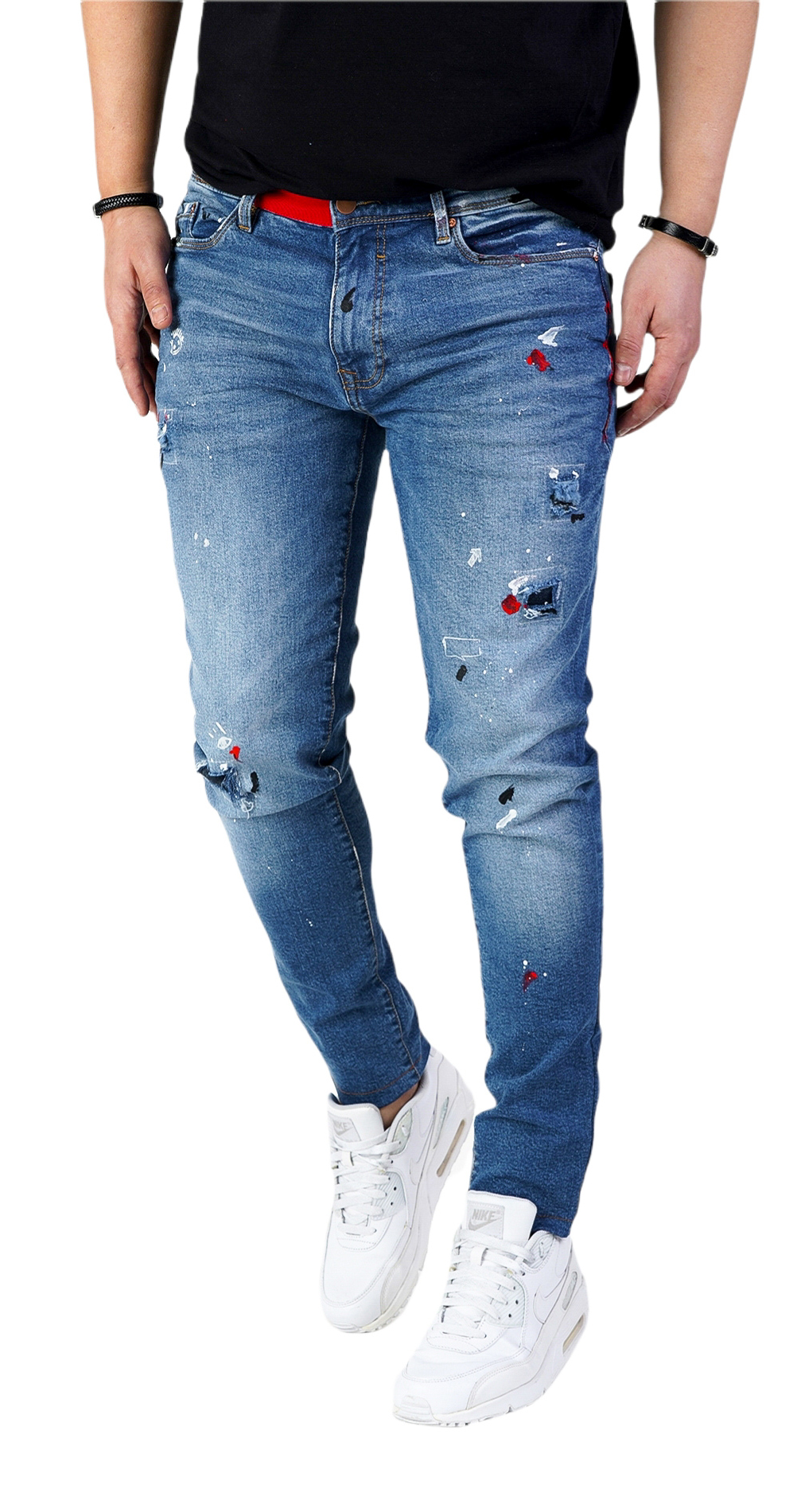 Blugi in editie limitata, pictati manual anterioare MJL5621 Blugi in editie limitata, pictati manual MJL5621