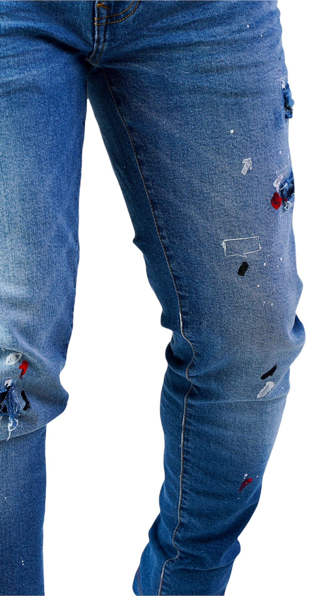 Blugi in editie limitata, pictati manual anterioare MJL5621 Blugi in editie limitata, pictati manual MJL5621