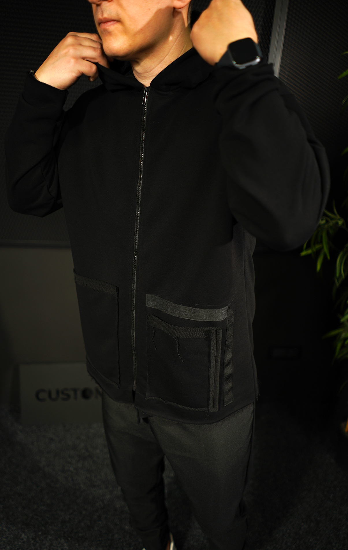 NEO Black KUBE Hoodie Hanorace MHL7010 NEO Black KUBE Hoodie MHL7010