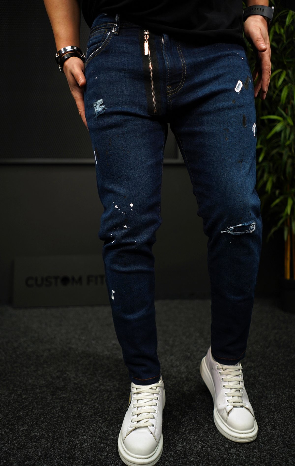 NEO Dark-blue zipper jeans MJL7012