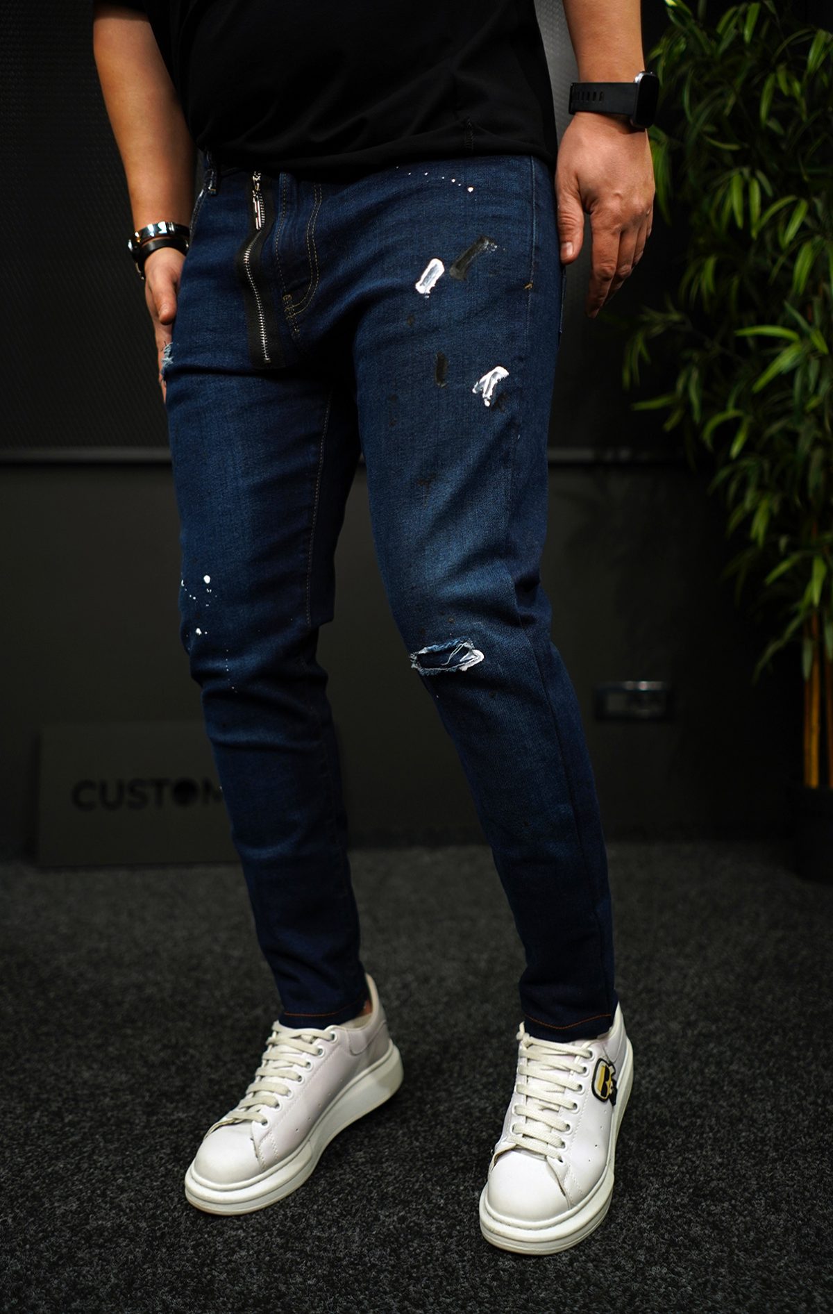 NEO Dark-blue zipper jeans MJL7012