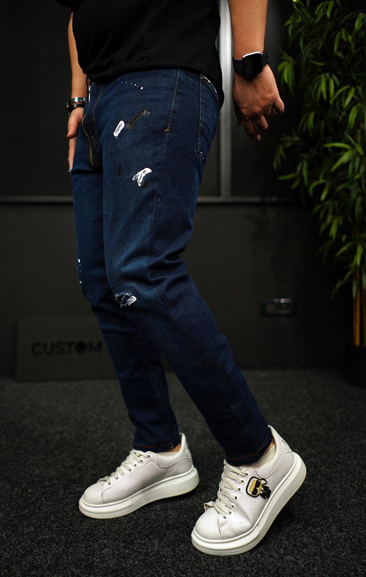 NEO Dark-blue zipper jeans MJL7012