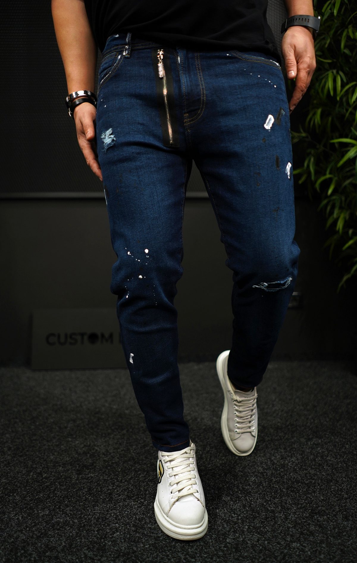 NEO Dark-blue zipper jeans MJL7012