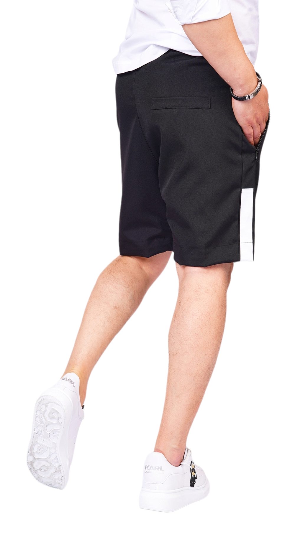 Pantaloni scurti cu banda alba eleganta MSL6209