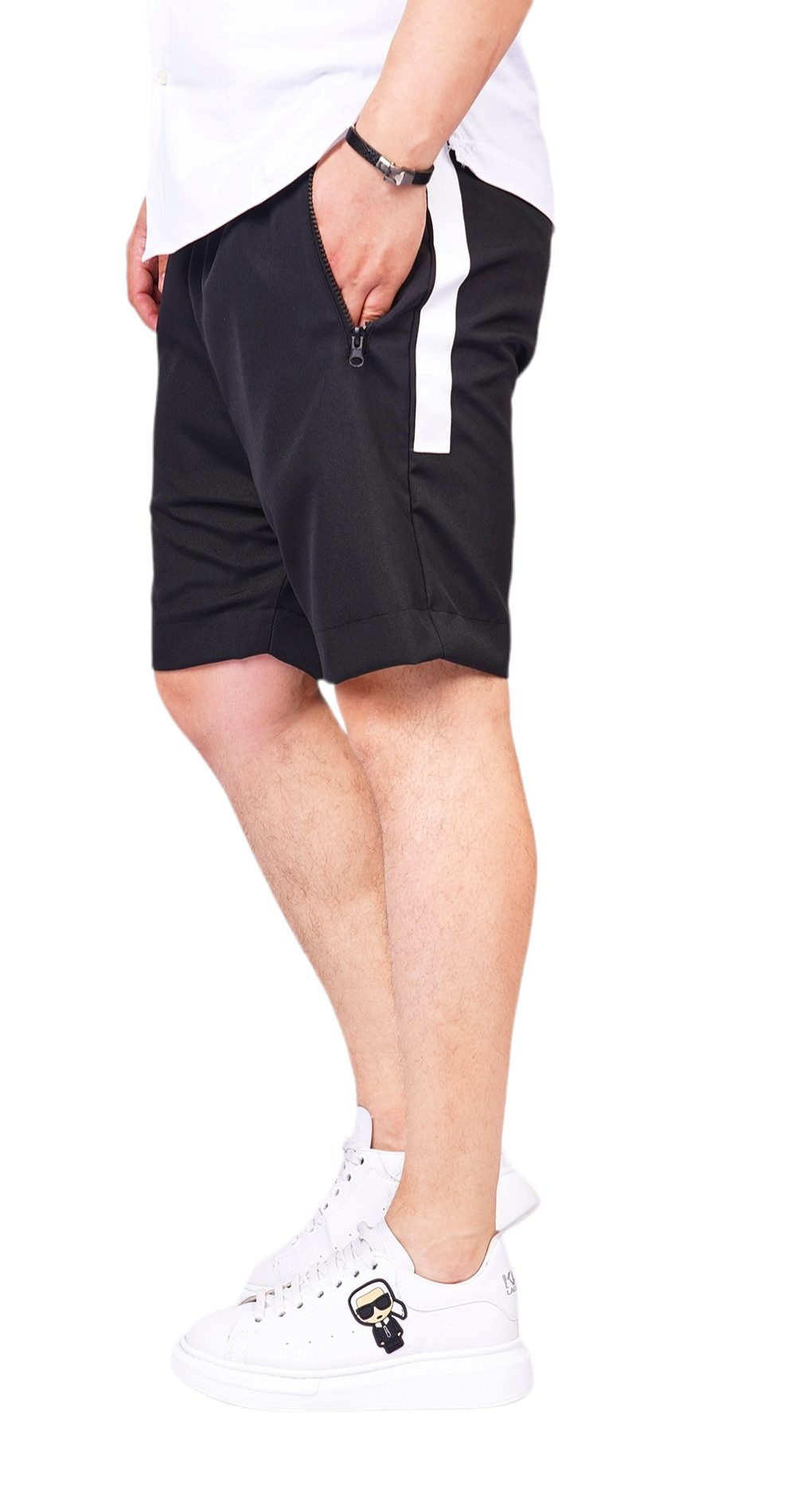 Pantaloni scurti cu banda alba eleganta MSL6209
