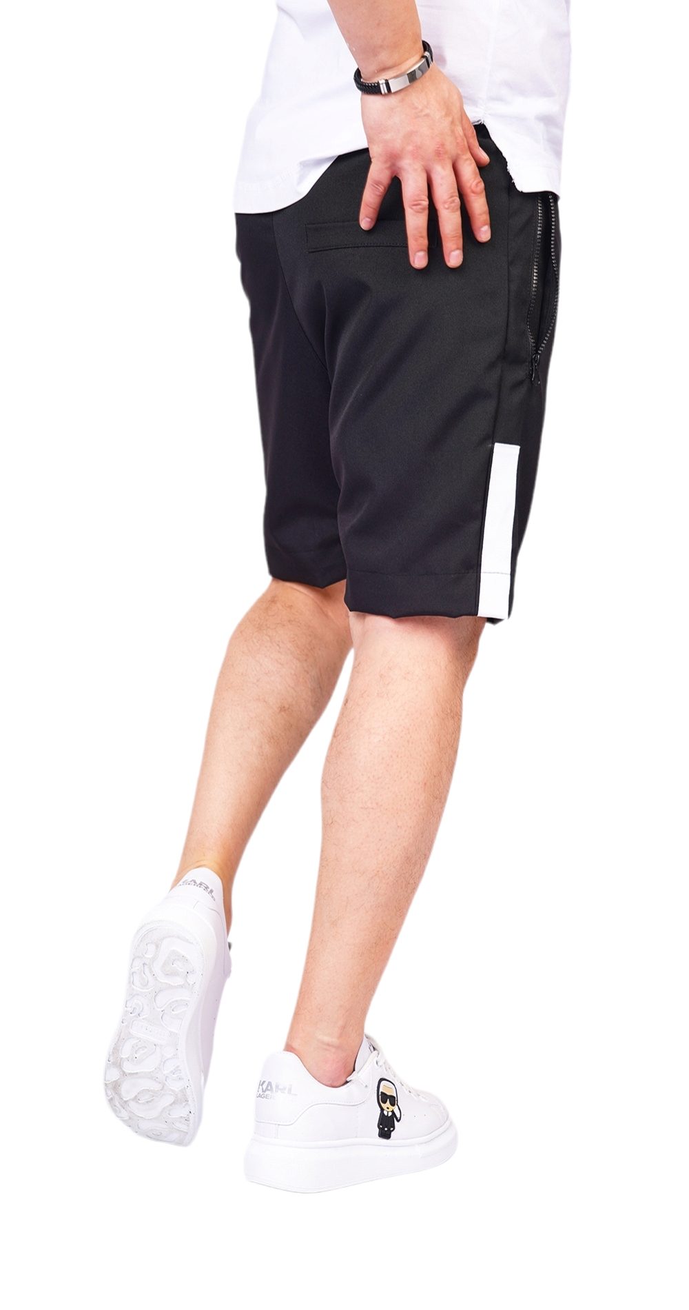 Pantaloni scurti cu banda alba eleganta MSL6209