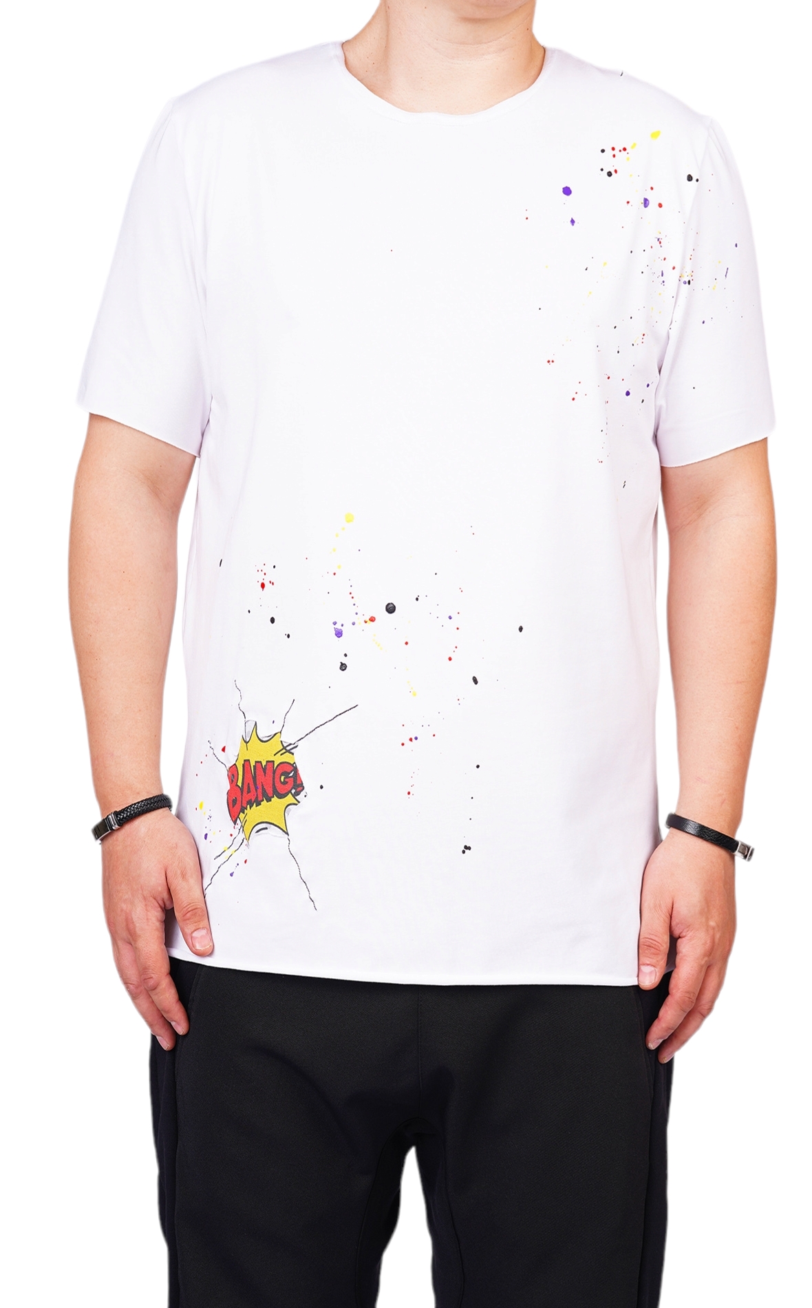 Tricou alb cu stropi de culoare tricouri MTL6212 Tricou alb cu stropi de culoare MTL6212