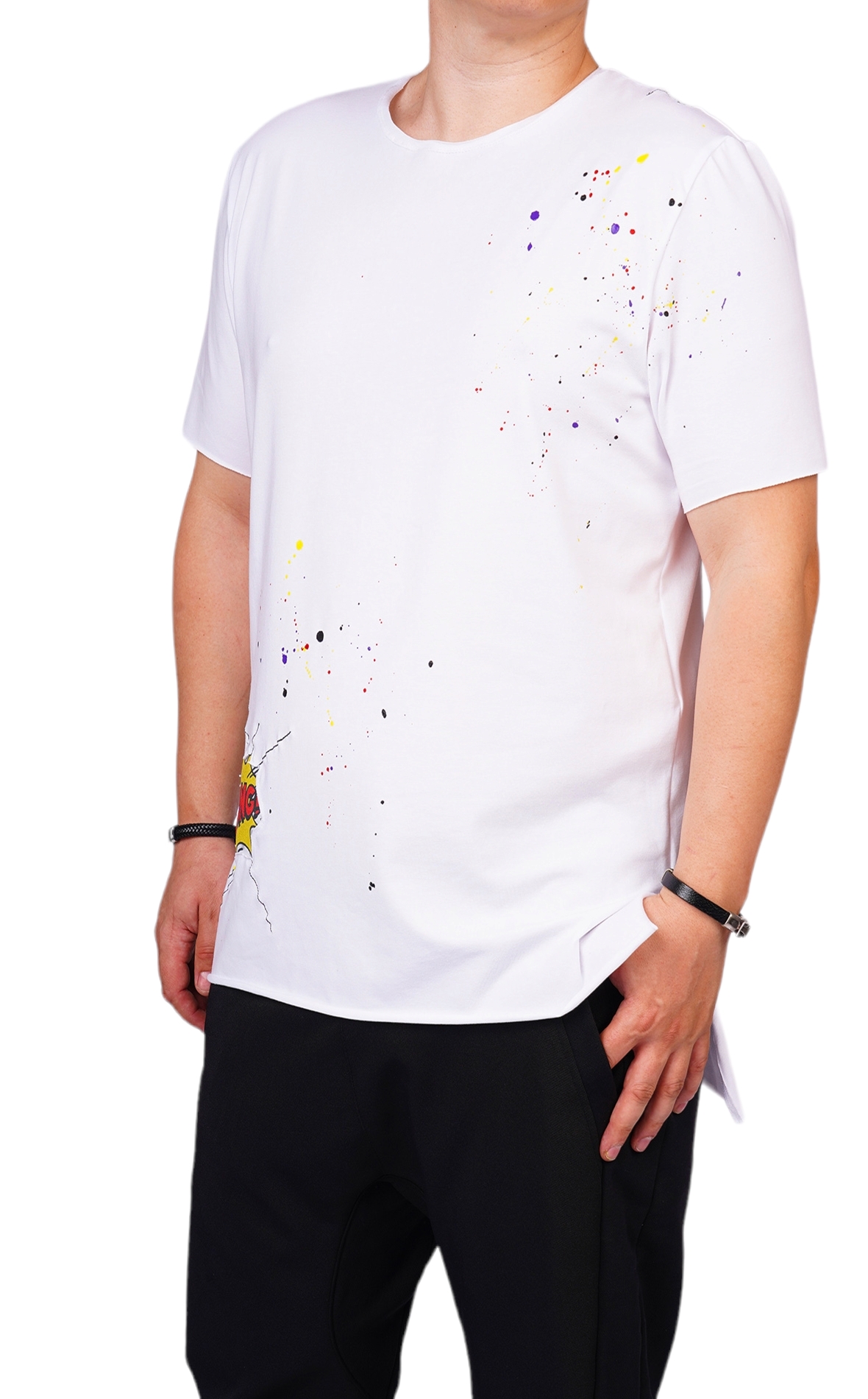 Tricou alb cu stropi de culoare tricouri MTL6212 Tricou alb cu stropi de culoare MTL6212