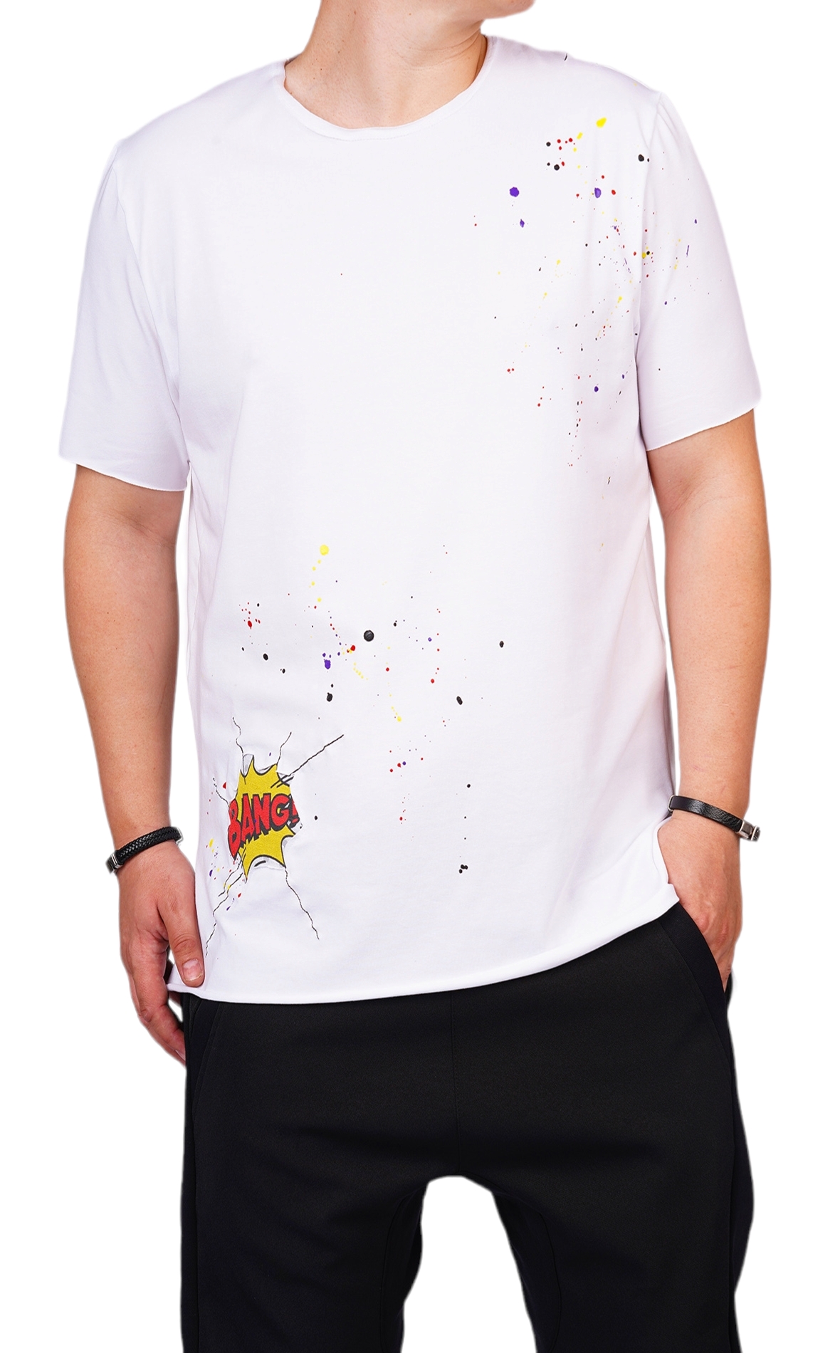 Tricou alb cu stropi de culoare tricouri MTL6212 Tricou alb cu stropi de culoare MTL6212