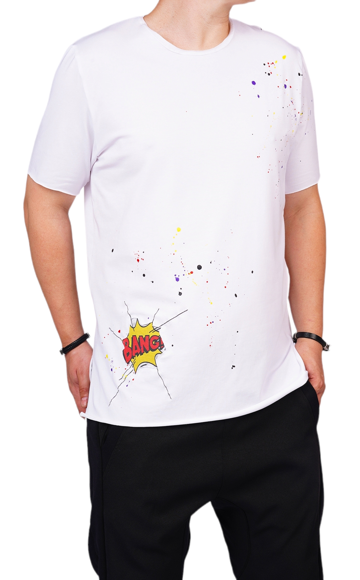 Tricou alb cu stropi de culoare tricouri MTL6212 Tricou alb cu stropi de culoare MTL6212