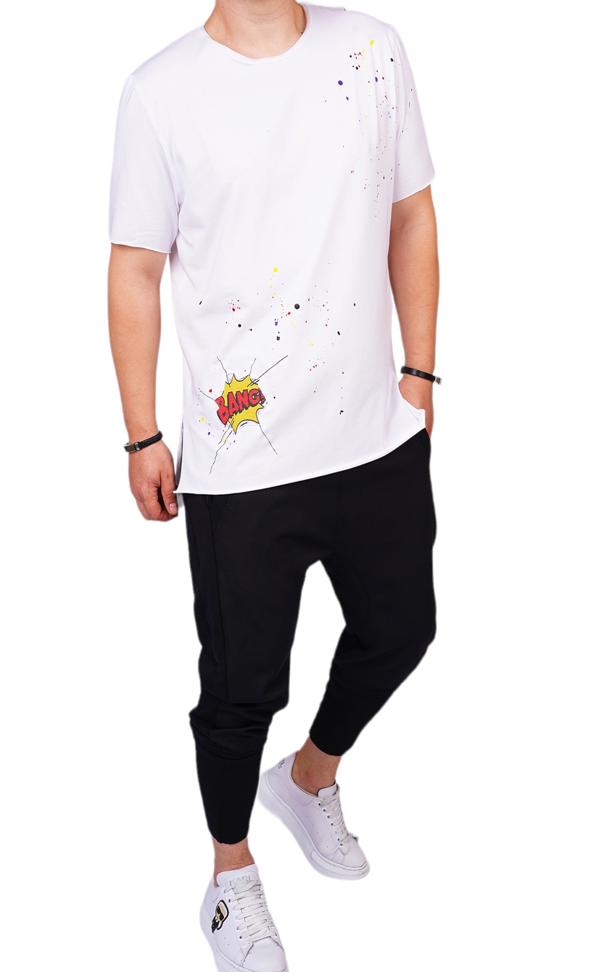 Tricou alb cu stropi de culoare tricouri MTL6212 Tricou alb cu stropi de culoare MTL6212