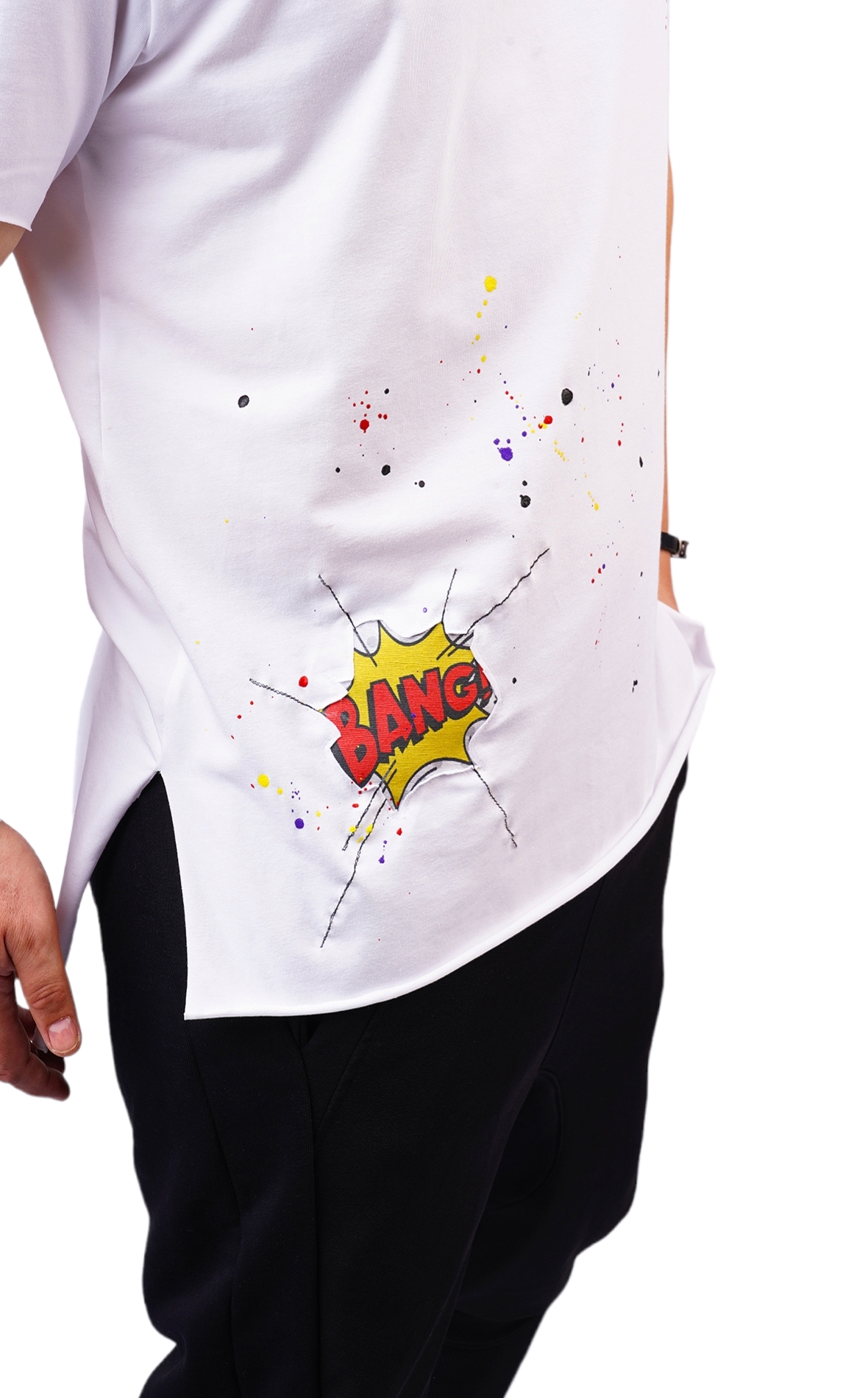 Tricou alb cu stropi de culoare tricouri MTL6212 Tricou alb cu stropi de culoare MTL6212