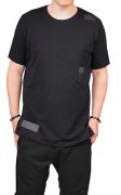 Tricou negru cu insertii piele neagra MTL6213