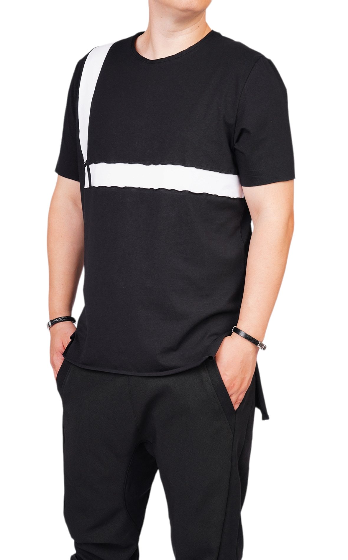 Tricou negru minimal line MTL6215