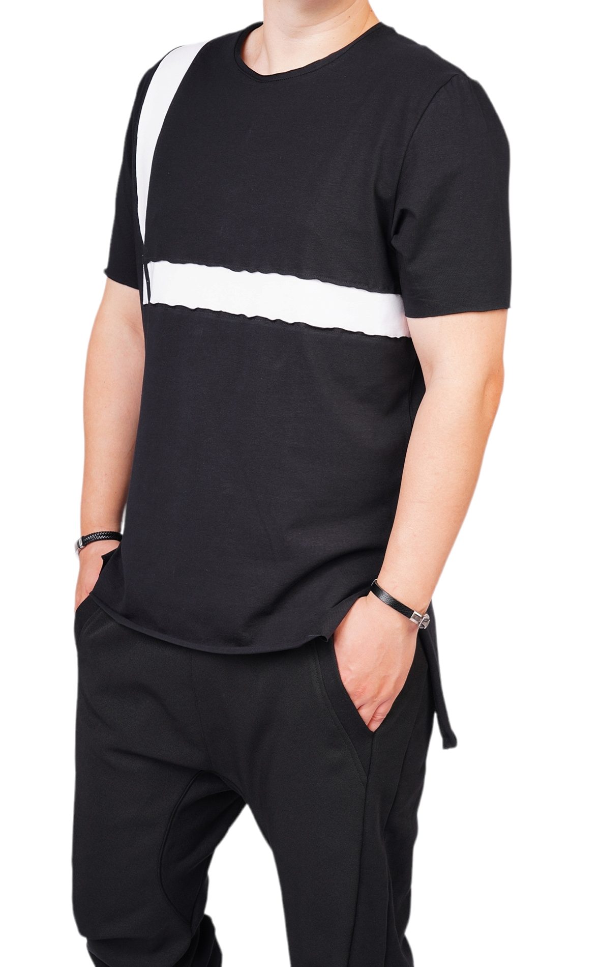 Tricou negru minimal line MTL6215