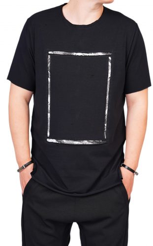 Tricou negru cu insertii minimal MTL6218