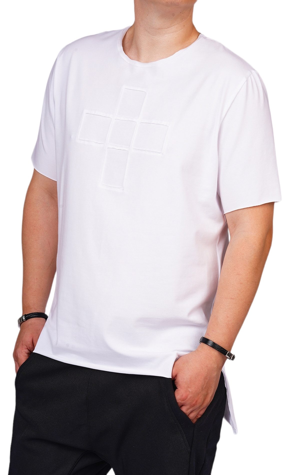 Tricou alb cu cruce alba minimal MTL6219