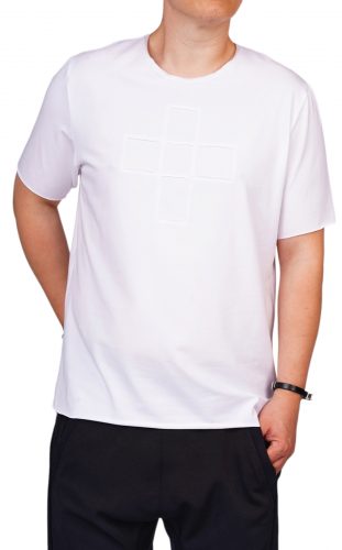 Tricou alb cu cruce alba minimal MTL6219
