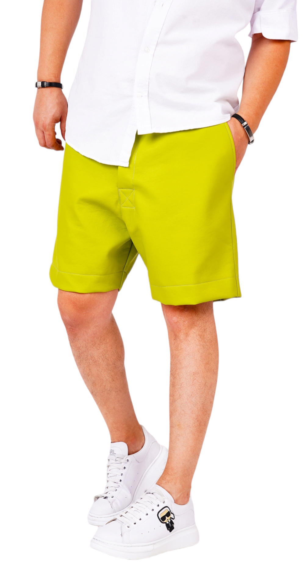 Pantaloni scurti din piele, lambo green edition pantaloni scurti MSL6328 Pantaloni scurti din piele, lambo green edition MSL6328