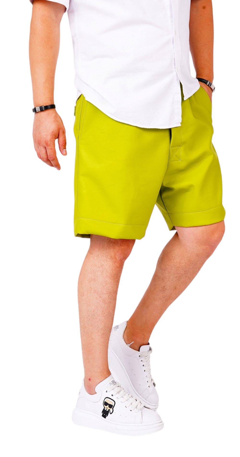 Pantaloni scurti din piele, lambo green edition MSL6328