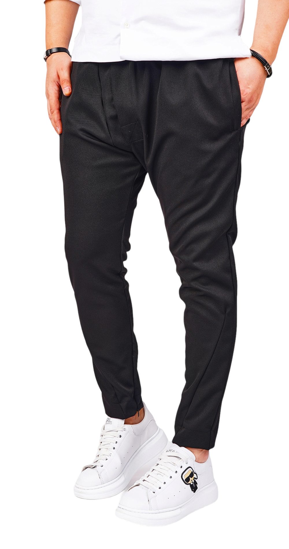 Pantaloni din stofa, cu slit diagonal MPL6405